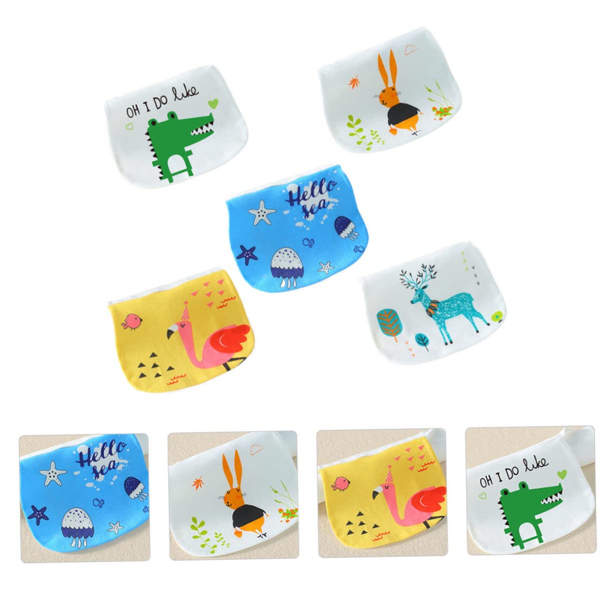 Abaodam 15stücke Kreative Saugfähige Baumwoll-multilagen-babyhandtücher Lagige Absorbent-tücher Für Neugeborene Für Spielzeit Und Kindergarten Verschiedene Designs