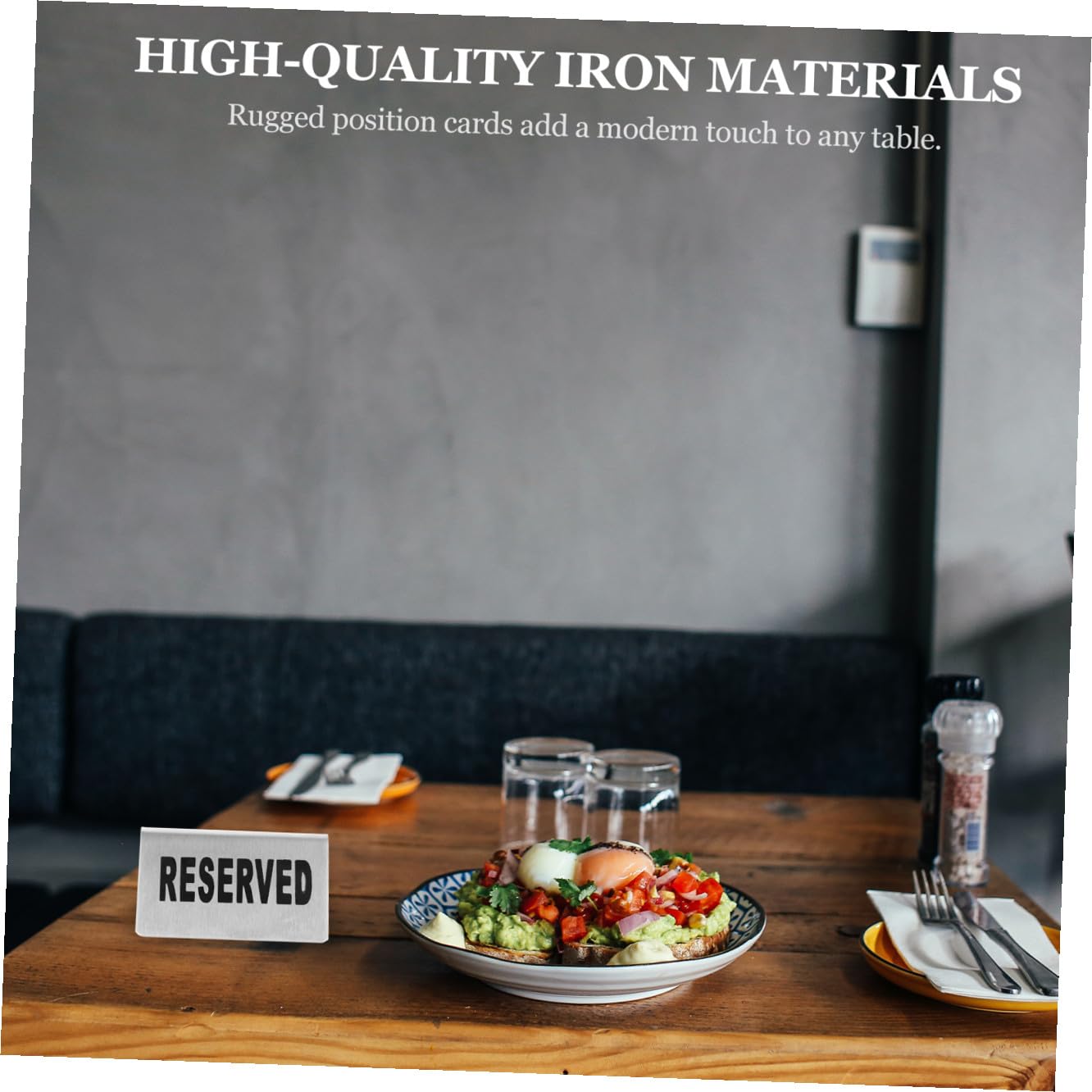 Cabilock 4 piezas Carteles Reservados de Mesa Doble Cara de Acero Inoxidable Plateado para Restaurantes Hoteles Eventos y Bodas