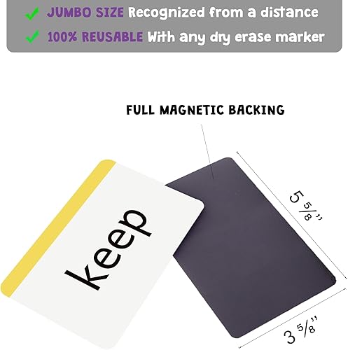 Miniatura 6 de Tarjetas magnéticas de palabras de jardín de infantes  52 tarjetas grandes resistentes para alfabetización de lectores principiantes, educación en