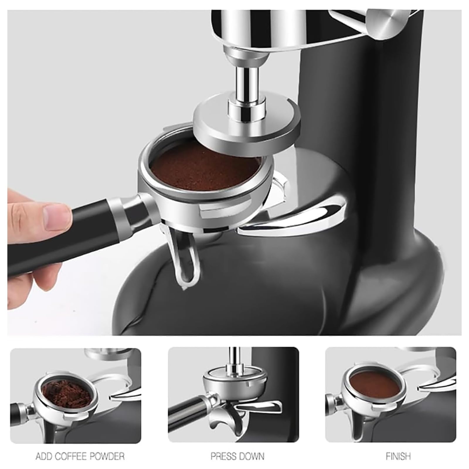 Ręczny ubijak do kawy, 58 mm stal nierdzewna do prasowania kawy mielonej z podstawą ubijającą, wyjmowany młynek do espresso, szybki i oszczędzający pracę, do użytku komercyjnego lub domowego