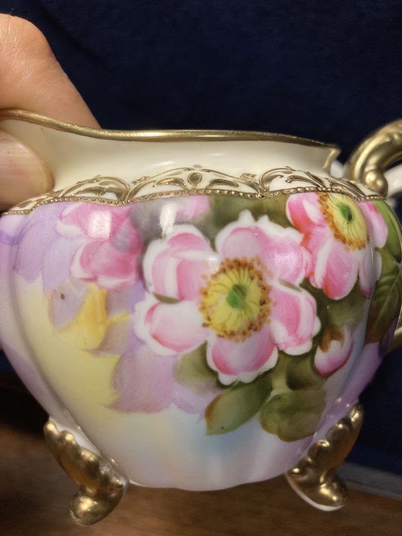 Amazon.co.jp: 豪華 オールドノリタケ 金盛花柄のシュガーポット  