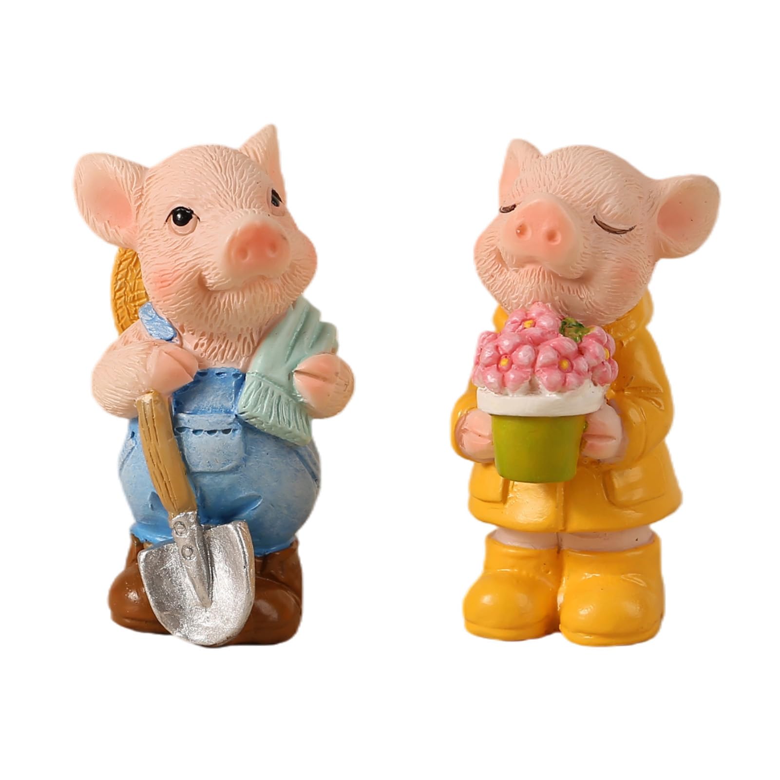 Glifora 2PCS Micro Landscape Ornaments - Mini Pig Figurines, Durable Resin Waterproof Ornaments for Potted Plant Landscaping