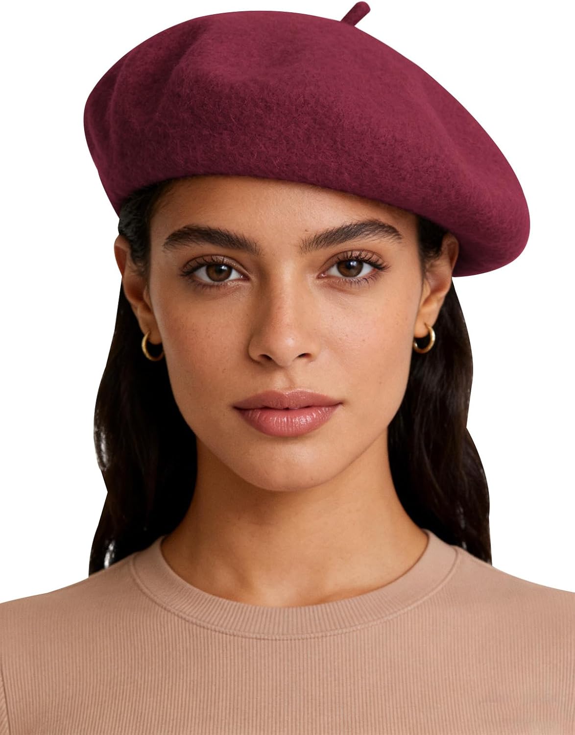 Sumolux Women Beret Hat Wool Vintage French Solid Color Classic Winter Cap