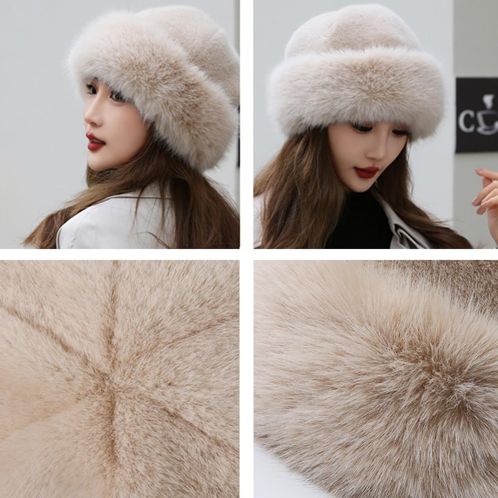 Thickened Faux Fur Warm Hat, Luxurious Women’s Faux Mink Mongolian Hat, Versatile New Winter Beret for Women Girls - Image 4