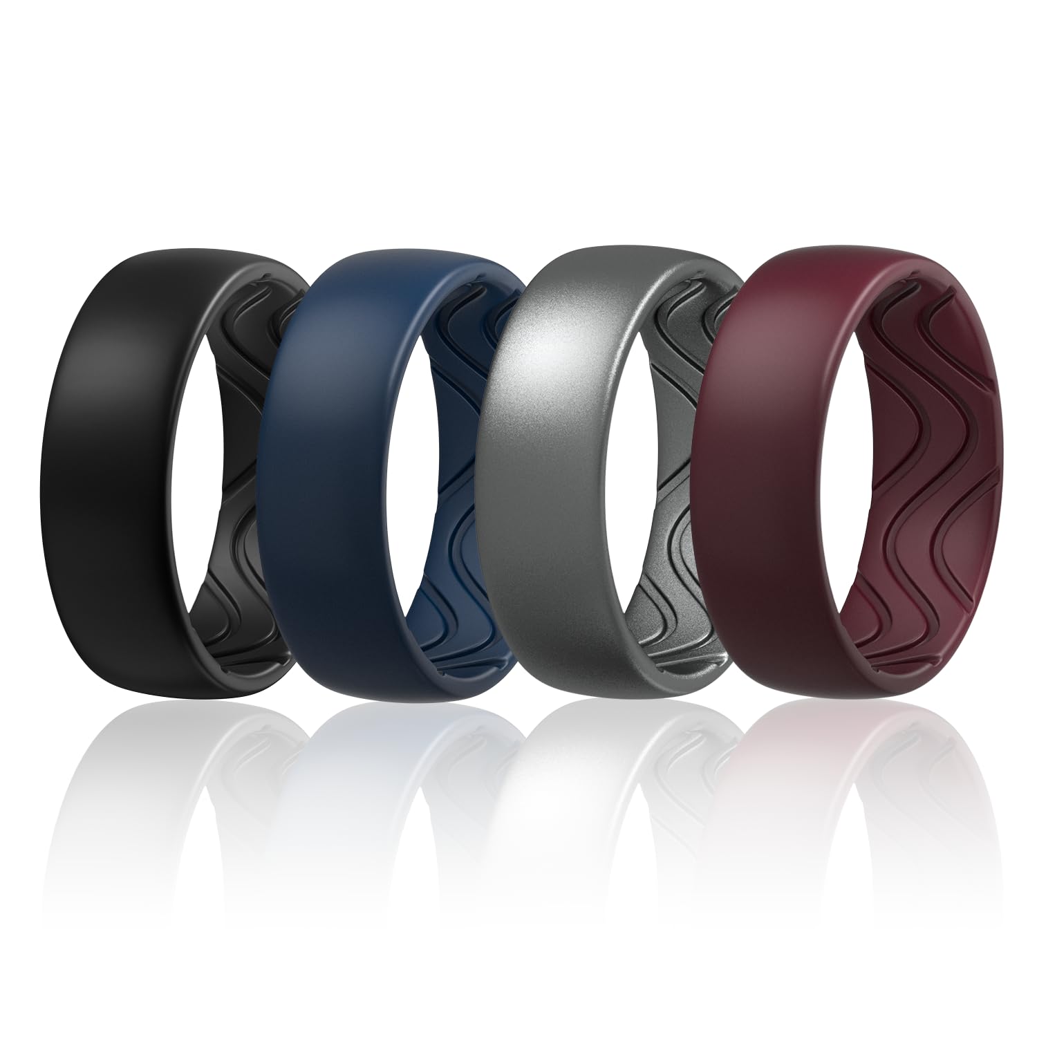 Egnaro Silicone Ring for Him, 8mm Black Flexible Men's Rubber Wedding Band