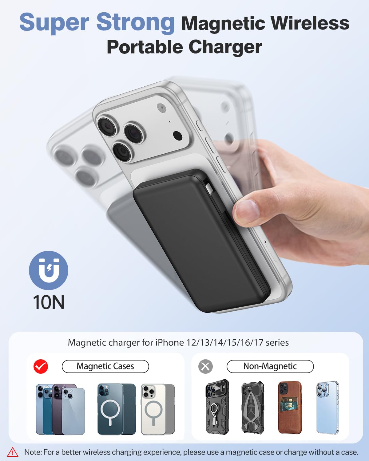 Power Bank 10000mAh for Magsafe, Inalámbrico Batería Externa