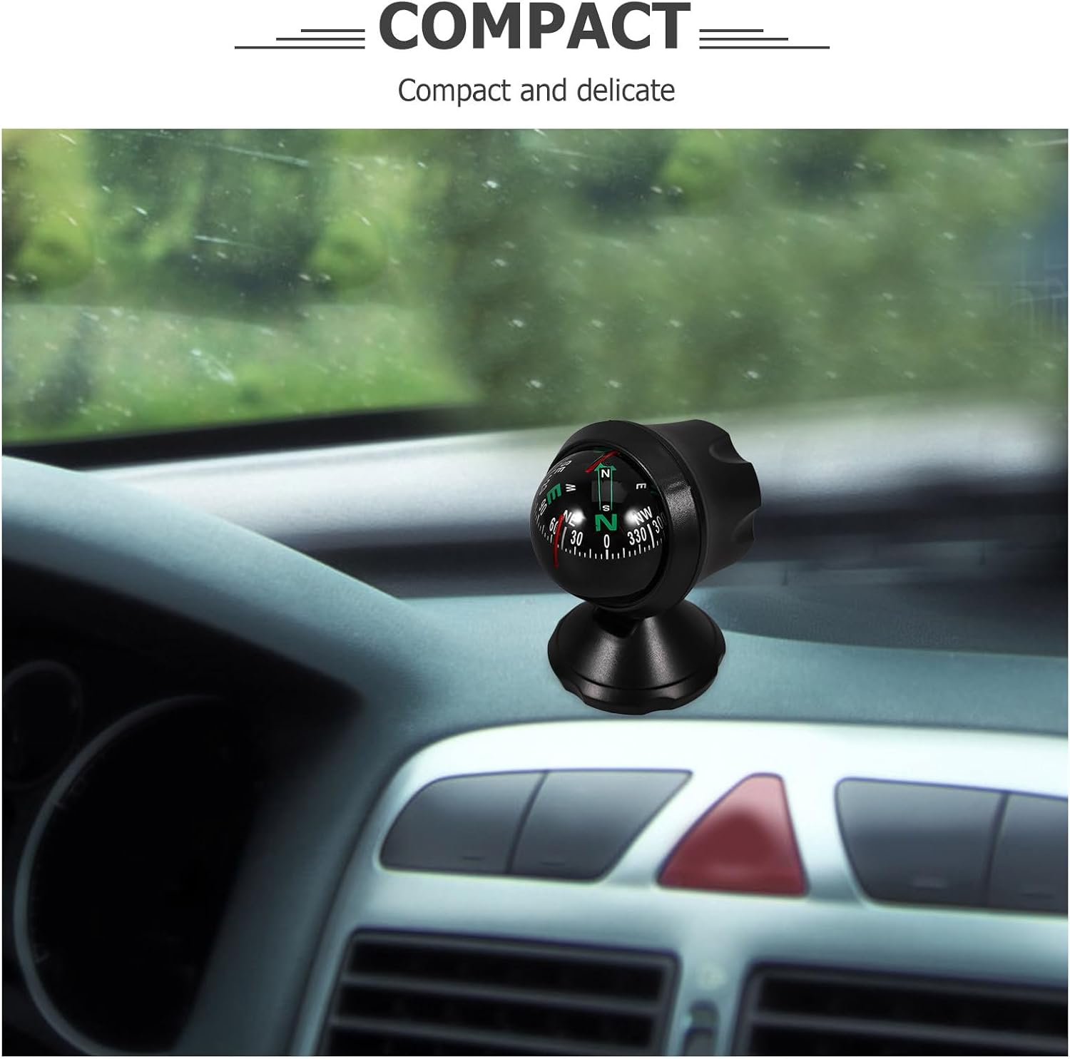Car Compass Auto Mini Compass Compact Ball with Adhesive for Dashboard Use Universal Vehicle Direction Finder