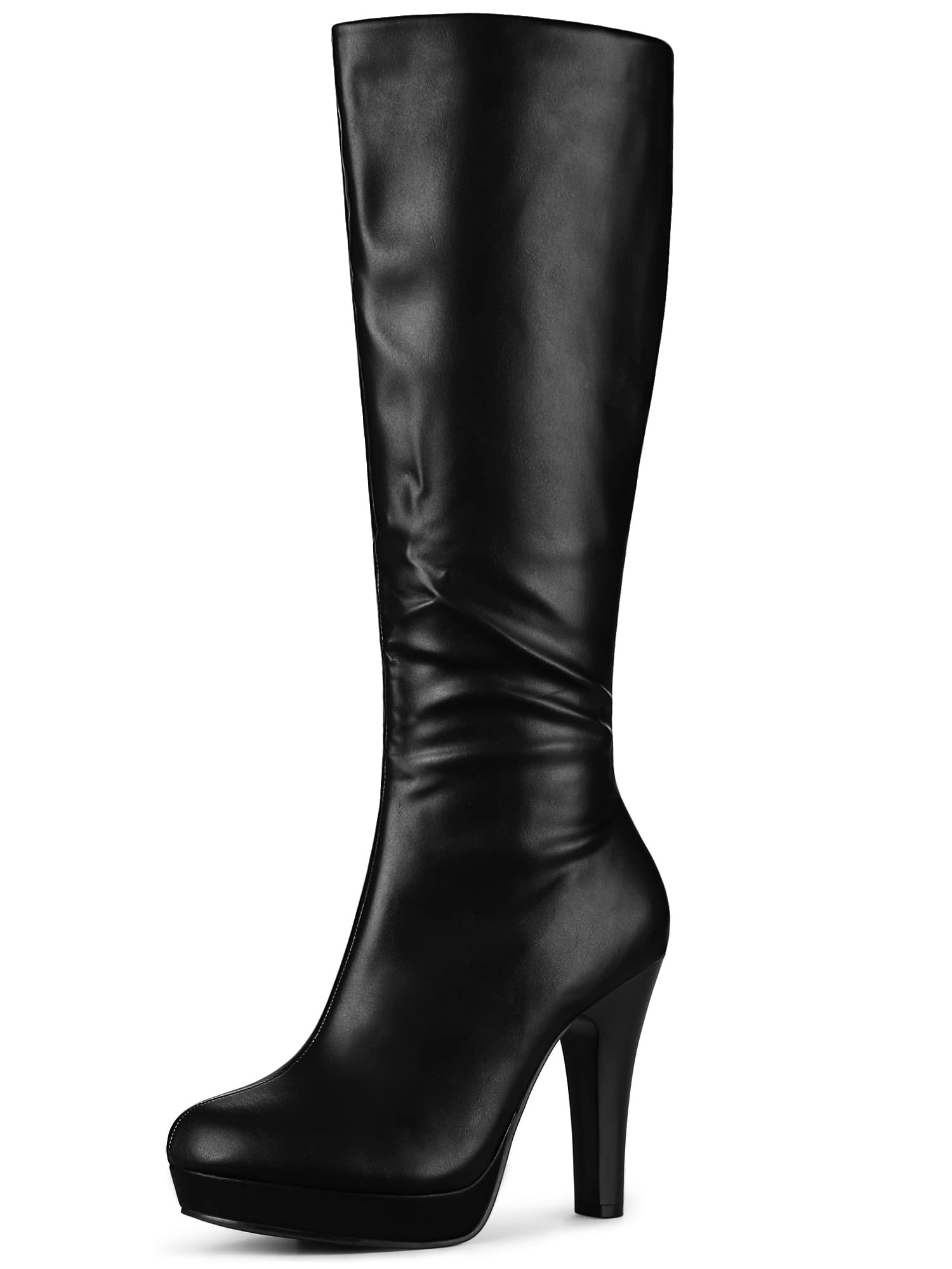 Allegra K Womens Chunky Heel Round Toe Platform Knee High Boots