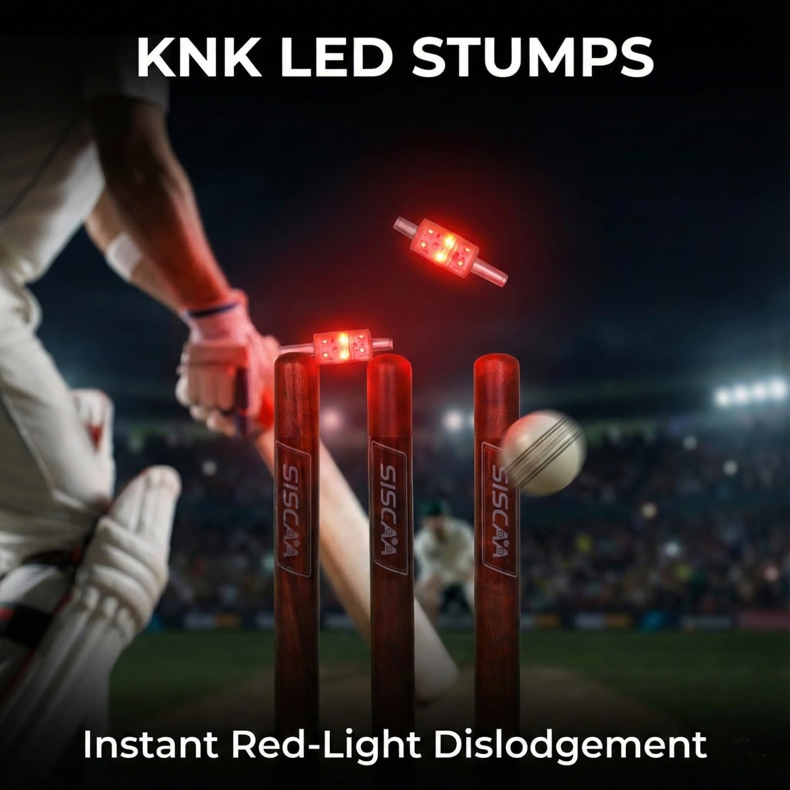 KD Willmax Bastoncini da cricket a LED, lampeggianti rossi attivati dagli urti, resistenti all'acqua, set da 2, batterie non incluse.