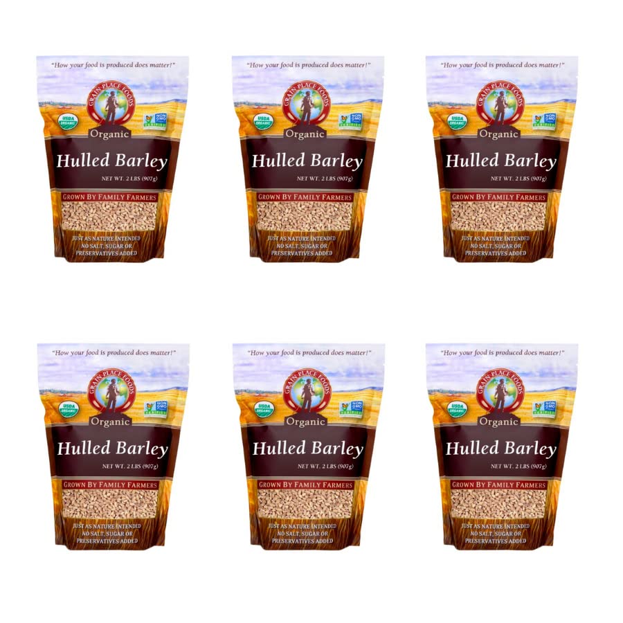 Grain Place Foods | Non-GMO Organic Hulled Barley | Made in USA | 2 lb Bag | 6-Pack