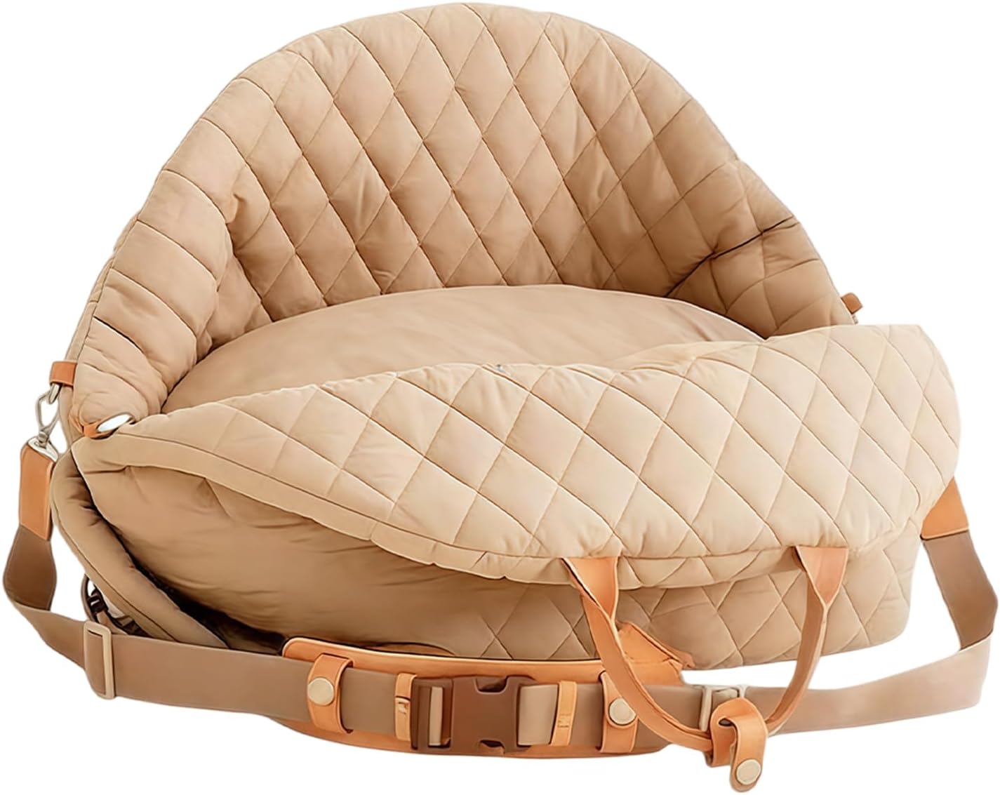 Dog Seat - Waterproof Booster Bed with Handles Adjustable Strap for Vehicle Travel | Raised Pet Carrier Cushion with Safety Clip & Soft Interior Support for Truck SUV RV Auto Seat Trip