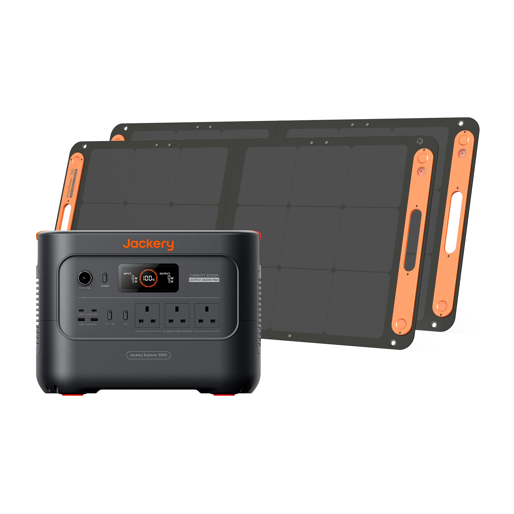 Jackery Explorer 3000 V2 Solar Generator, 3072Wh Lifepo4 Portable Power Station With 2×100W Solar Panels, 2990W Output For Home Backup, Rv, Camping & Emergency Use