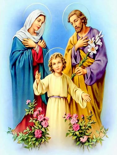 Miniatura 10 de Kit de pintura de diamantes 5D por números, serie religiosa, taladro completo, pinturas de diamantes cristianos, manualidades, pinturas de gemas de