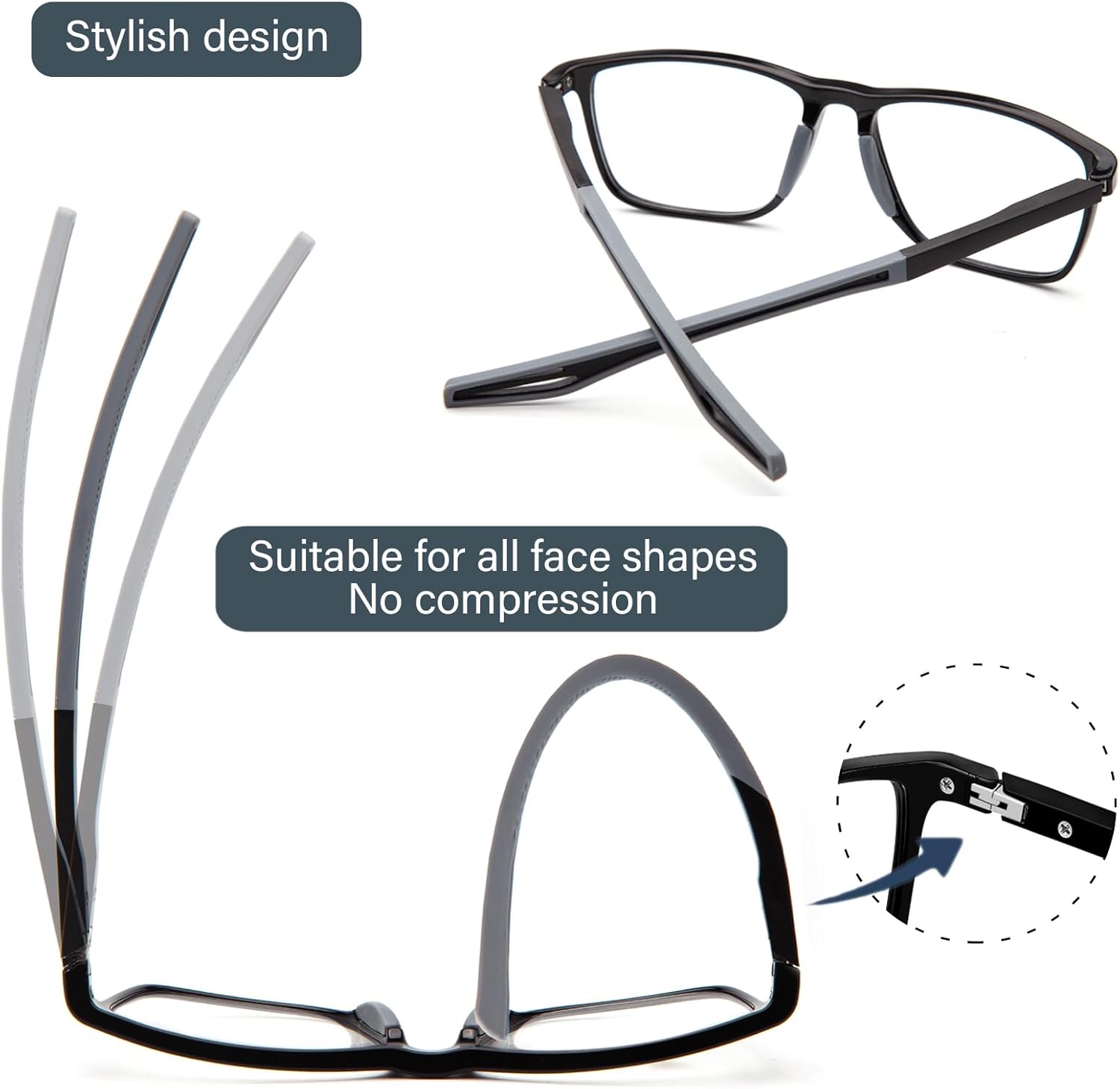 2 Pack Reading Glasses for Men,Sports Style Blue Light Blocking Readers with Anti Glare Filter Lightweight Eyeglasses - Image 3