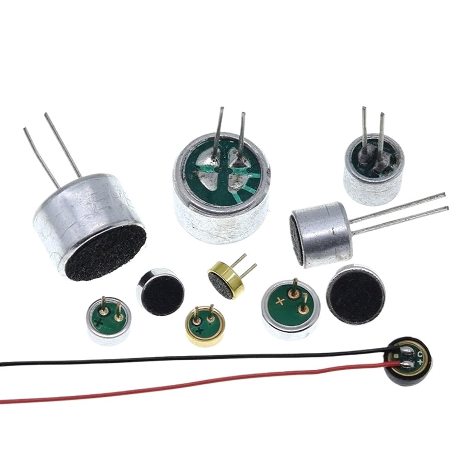 10 PCS/LOT 9x7mm 9767 6x5mm 6050 6x2.2mm 6022 4.5x2.2mm 4522 4x1.5mm 4015 Microphone Electret Microphone with 2 pin Pick-up(4x1.5mm with Cable)