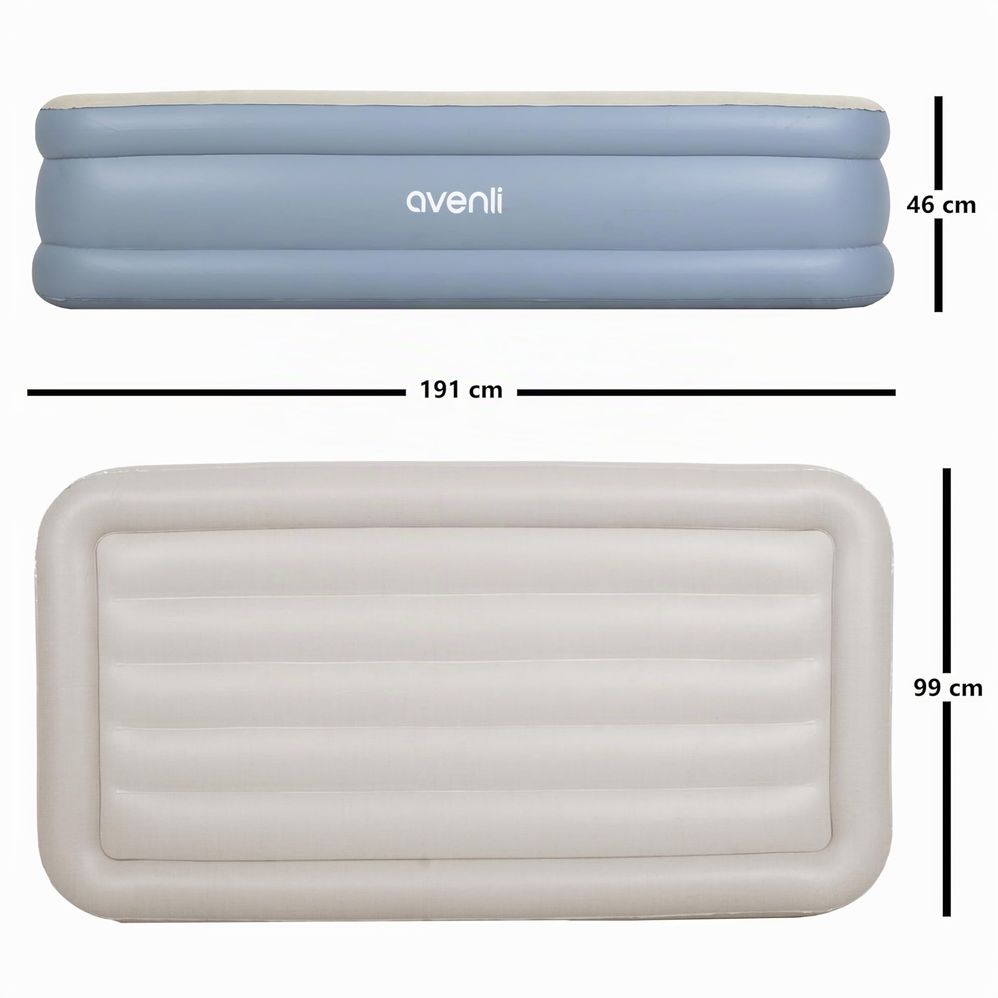 AVENLI Cama Hinchable Colchón autohinchable Individual 191x99x46cm Cama de Invitados con Bomba integrada Superficie de Descanso Extra Alta y Aterciopelada para Camping y hogar