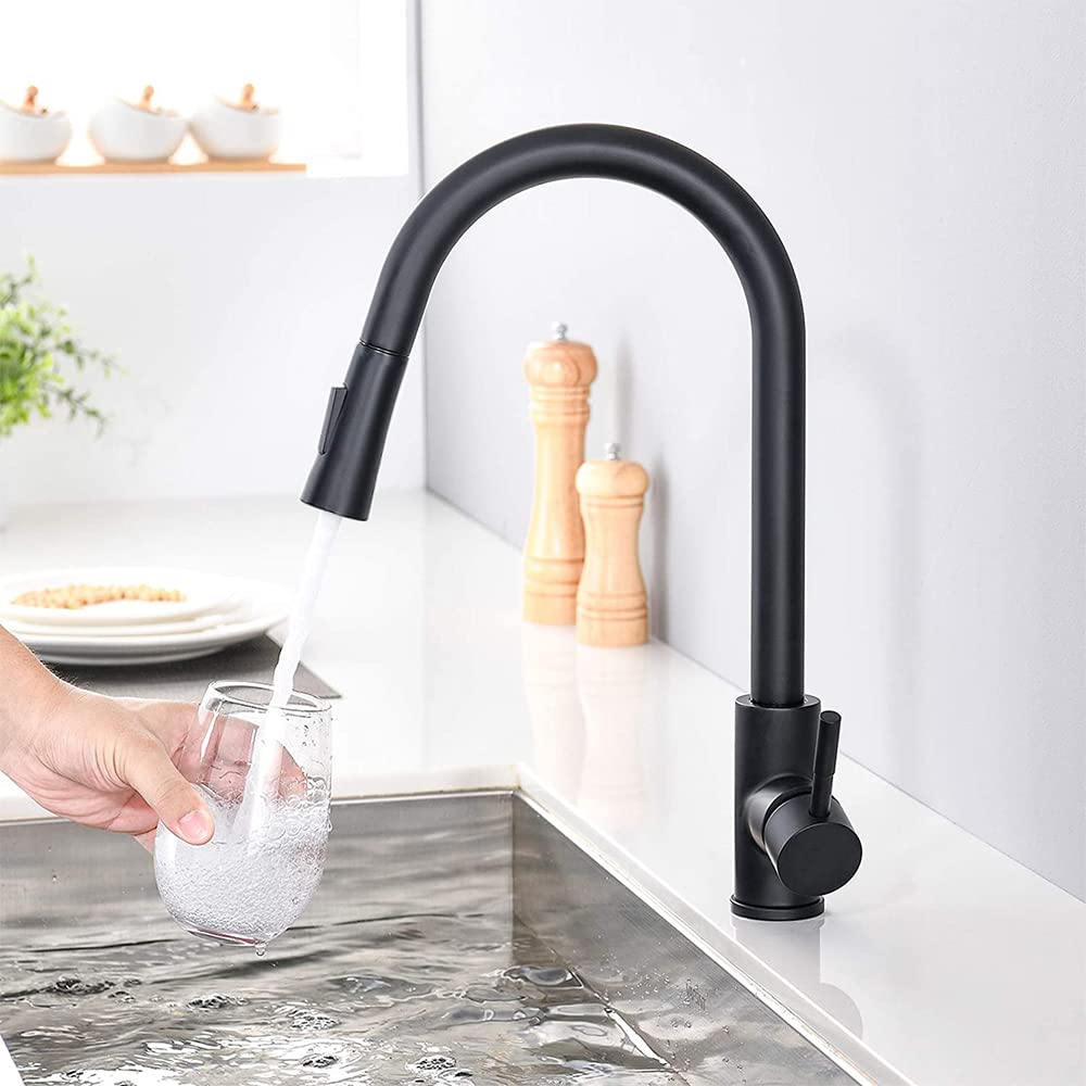 Cuisine Rechange pour Robinet, Rechange pour Robinet D'évier de Cuisine, Pivotant Aérateur de Robinet, 2 Modes Réglable Cuisine Robinet, pour Cuisine, Salle de Bain, Toilette (Noir)