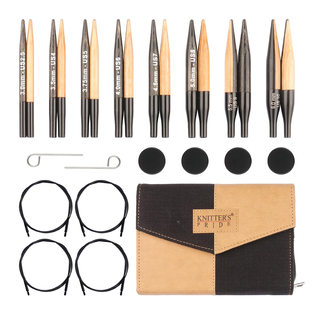 Knitter's Pride Day & Nite Special Midi Interchangeable Knitting Tip – 1 Unit, Black and Brown
