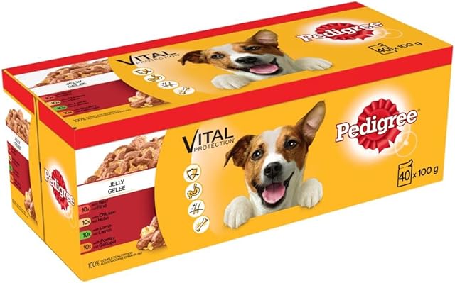 40 x Pedigree Dog Pouches Mixed Selection In Jelly 100g