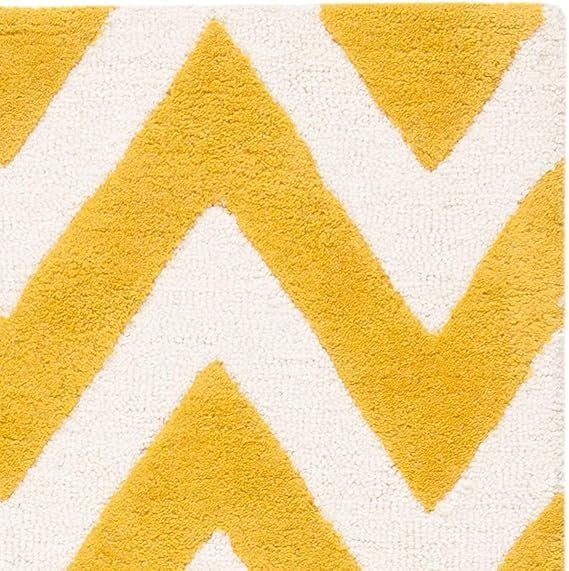 Yellow & White Chevron Area Rug – Modern Geometric Rugs for Living Room, Bedroom, Stylish Home Decor, Soft Contemporary Accent-8X10 FEET