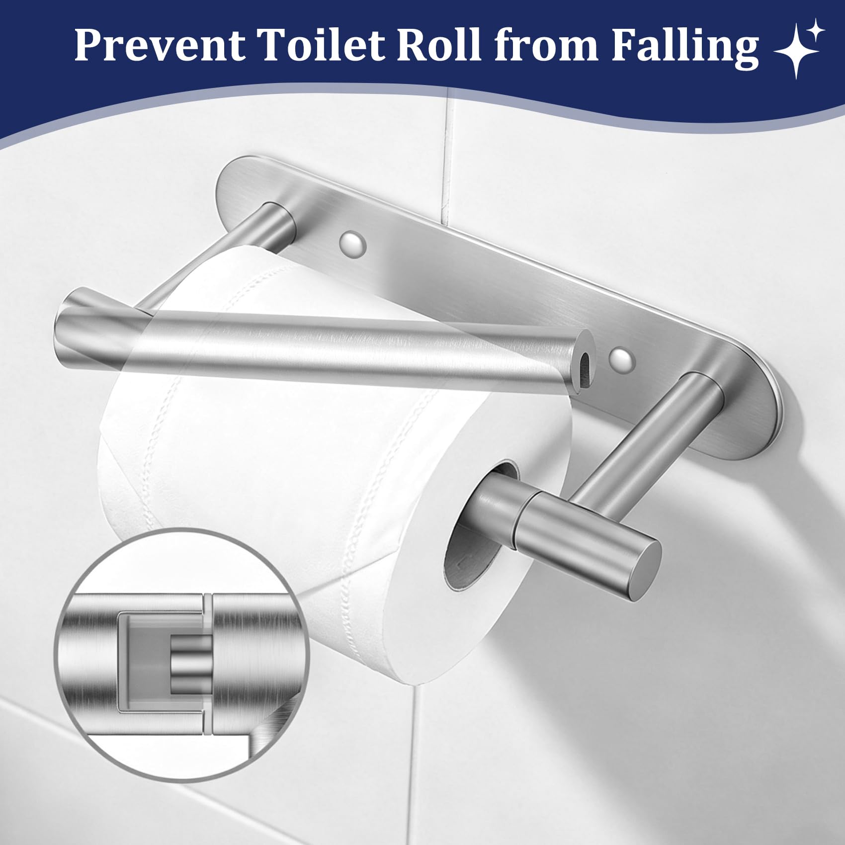 Lairuier Brushed Nickel Toilet Paper Holder, Adhesive & Screw Wall Mount — Amazon image 3