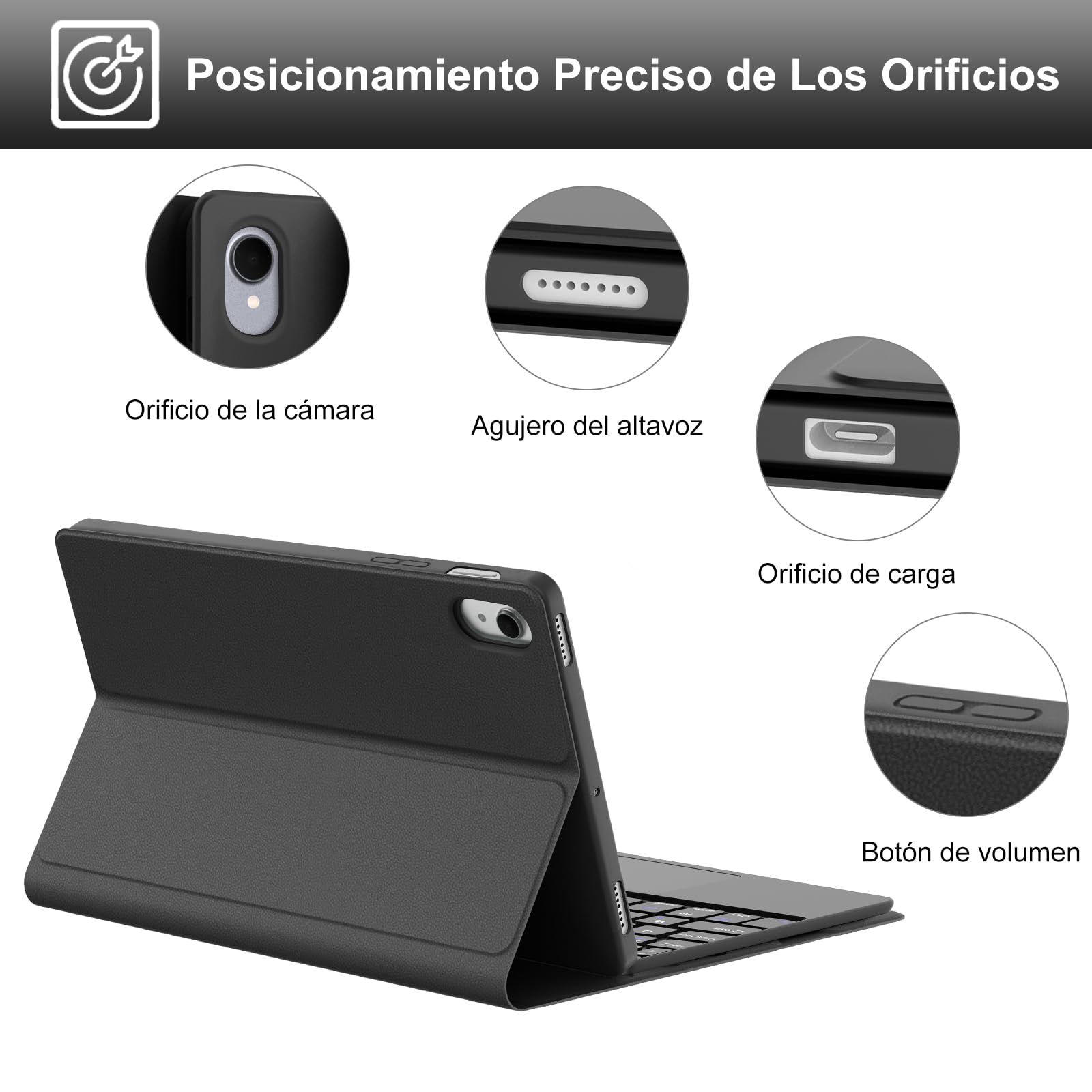 Funda Teclado para Samsung Galaxy Tab S11 11 Pulgadas con Trackpad, Español Ñ Teclado Bluetooth Inalámbrico con Funda Delgado y Portalápices para Tableta Samsung Galaxy Tab S11 11" 2025-Negro