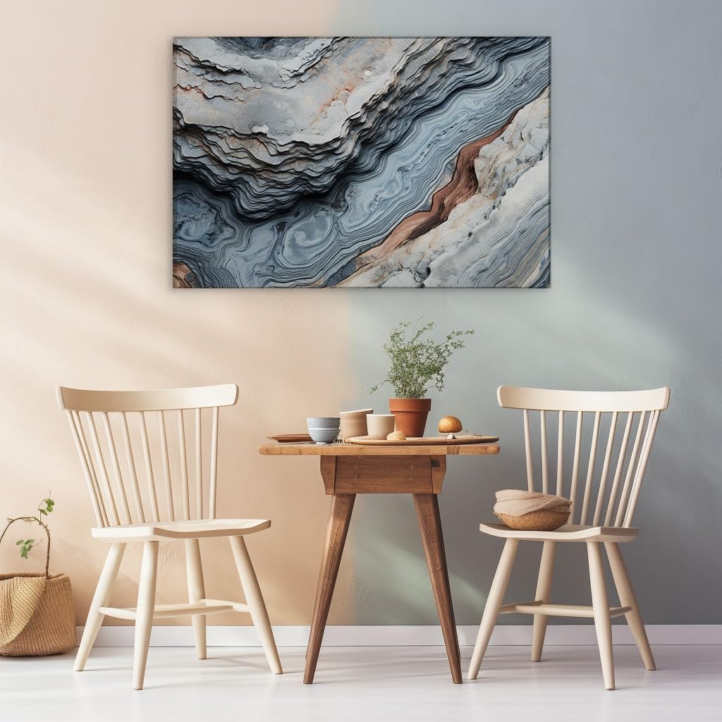 Canvas for Living room. Striped Majesty: An Aerial Perspective of Nature's Geologic Artistry, 27 x 18 inch Canvas Wall Art - Contemporary Masterpieces - Modern Home Decor - 69x46 cm (27x18 inch)