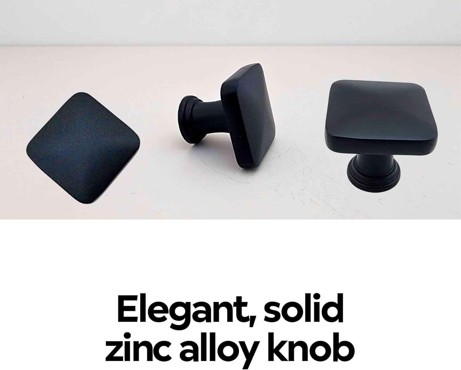 CAYBO Black 1.13 inch 28.8mm Square Knobs for Bathroom, Kitchen, Office and Closet cabinets and Drawers 5 Pack