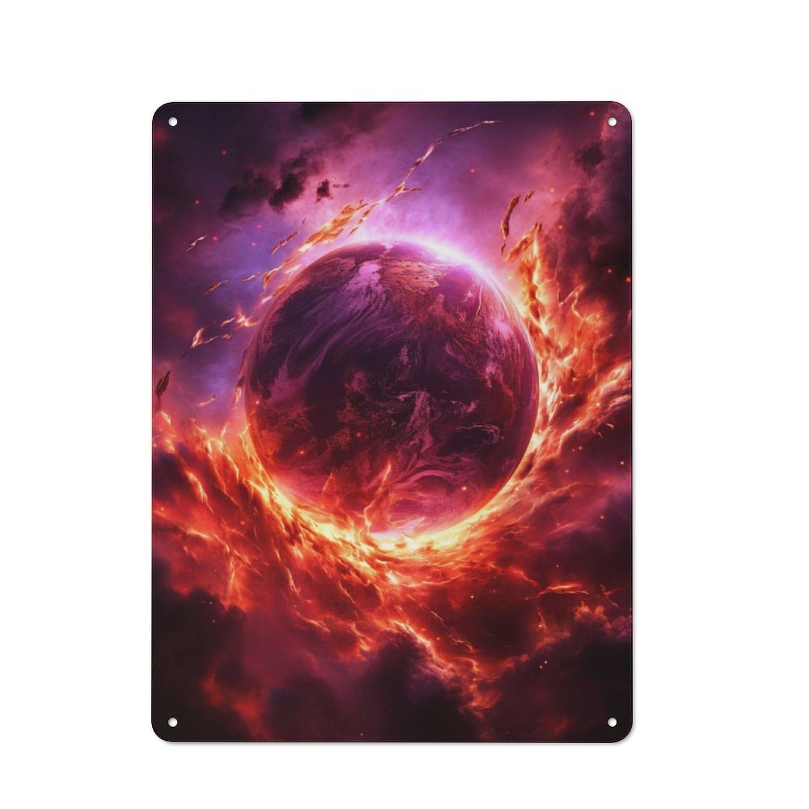 Junmoney Fire Planet Retro Tin Wall Plaque 40X30cm For Studio Or Craft Room, Winter Wall Decor For Creative-Space Collectors