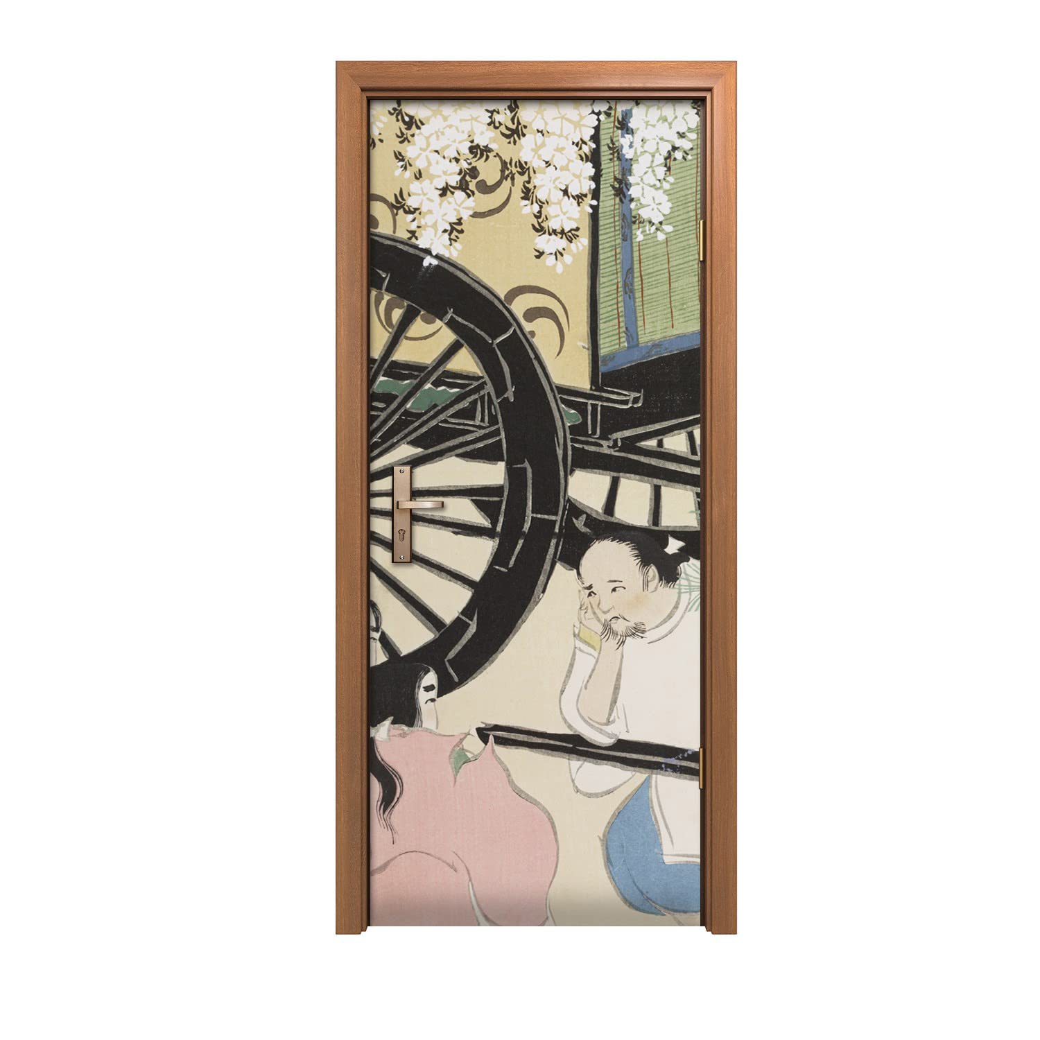 Autocollant de porte pour masquer les imperfections 90x200cm déco panier traditionnel