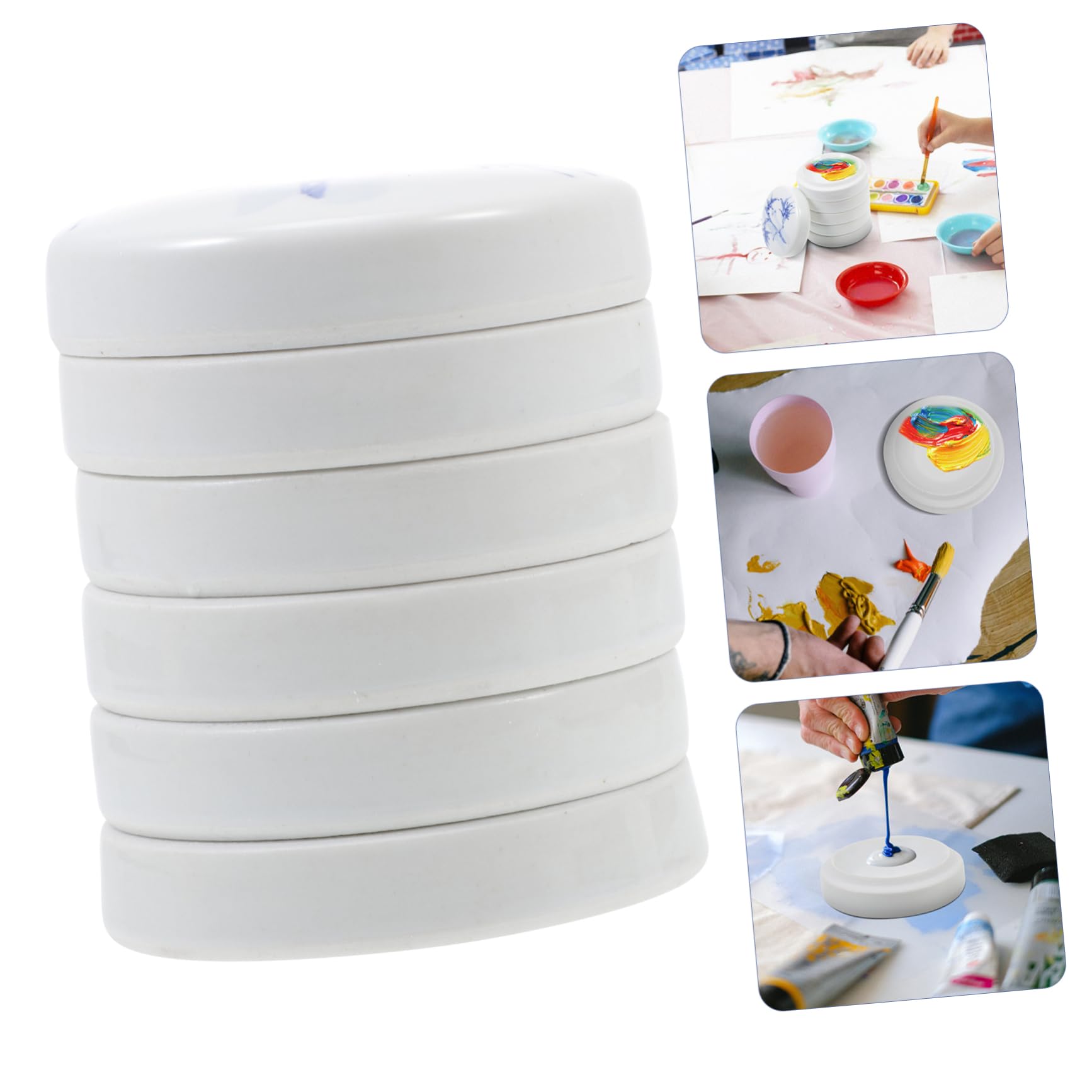 NUOBESTY Palette de Peinture en Céramique Blanche, Plateau de Mélange de Couleurs Empilable 5 Couches avec Couvercle, pour Aquarelle et Décoration