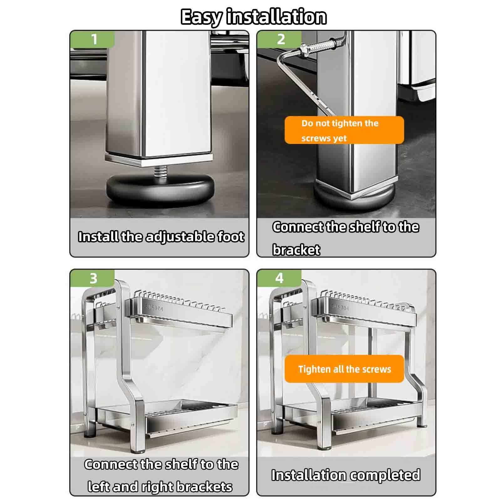 Abtropfgestell Geschirr Geschirrabtropfgestell Dish Rack Geschirrständer Abtropfhalter Ständer Geschirrablage Abtropfschale Geschirrkorb Besteckkorb Schneidebretthalter Edelstahl (silver,40x26x63cm)