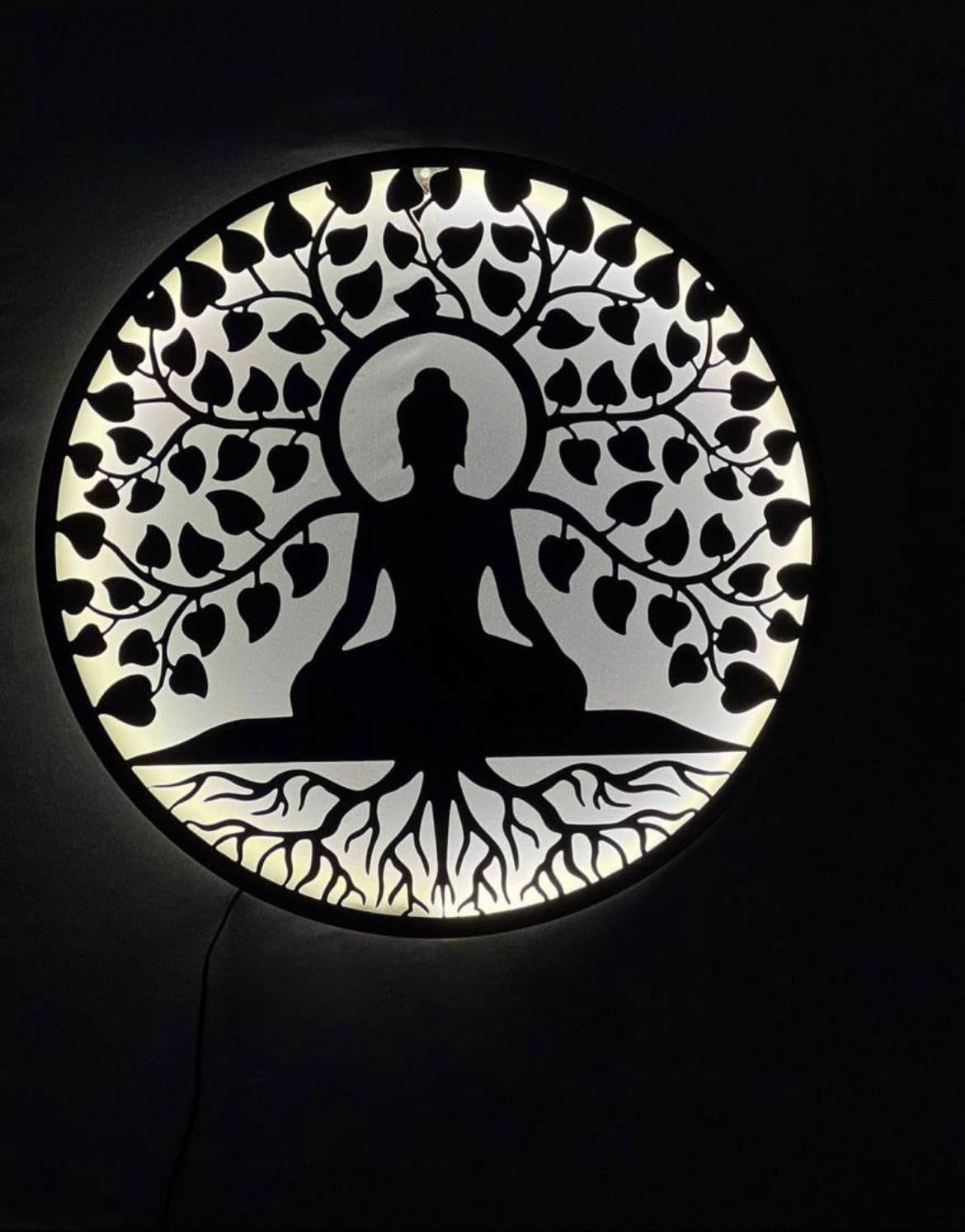 M.K HANDICRAFT Buddha Metal Wall Art Backlit Buddha Metal 3D Wall Art 24 IN Wall Hanging with Led Backlight Decorative Showpiece - 60 cm (Black) 2