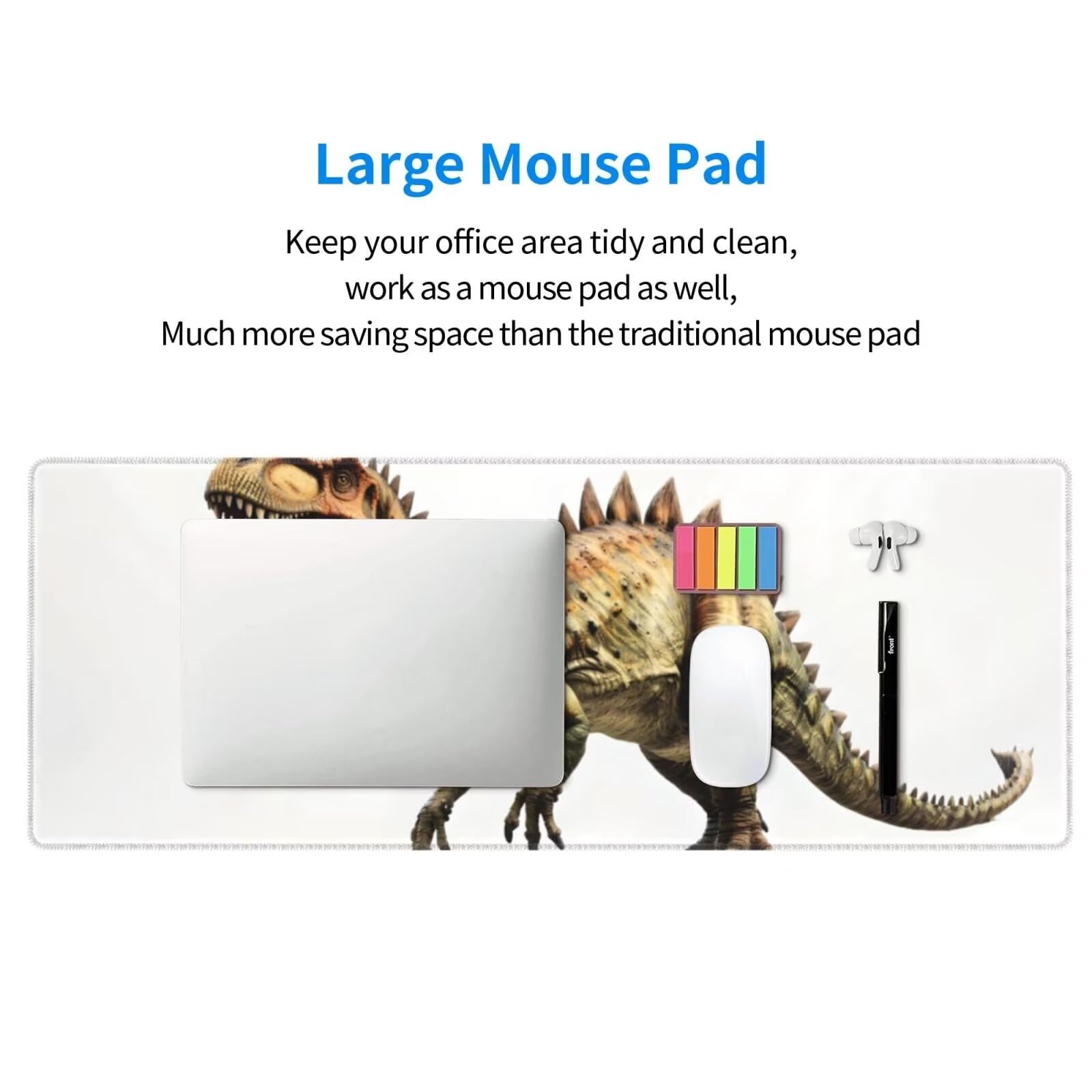 Tappetino Mouse, Tappetino Mouse Gaming Grande XXL 1500x800x3mm Tappetino Scrivania Mouse Pad, Base in Gomma Antiscivolo, Bordi Cuciti,Lavabile, Mousepad per Ufficio e Gaming (dinosauro) R-414