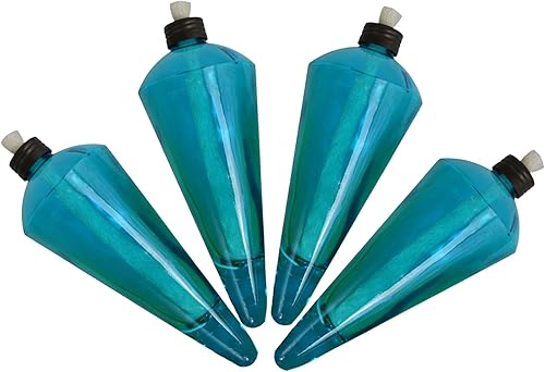 Miniatura 7 de Westcharm Paquete de 4 antorchas de cristal de 60 pulgadas con poste de tierra de metal giratorio, combustible de antorcha de citronela, iluminación