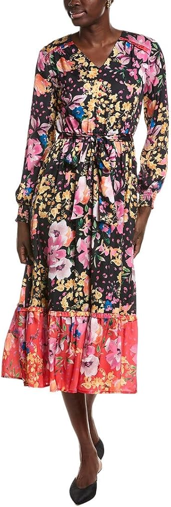 TAHARI T Womens Peplum Hem Maxi Dress, Xs, Black