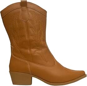Bota Texana Feminina Boiadeira Western Country Cano Médio