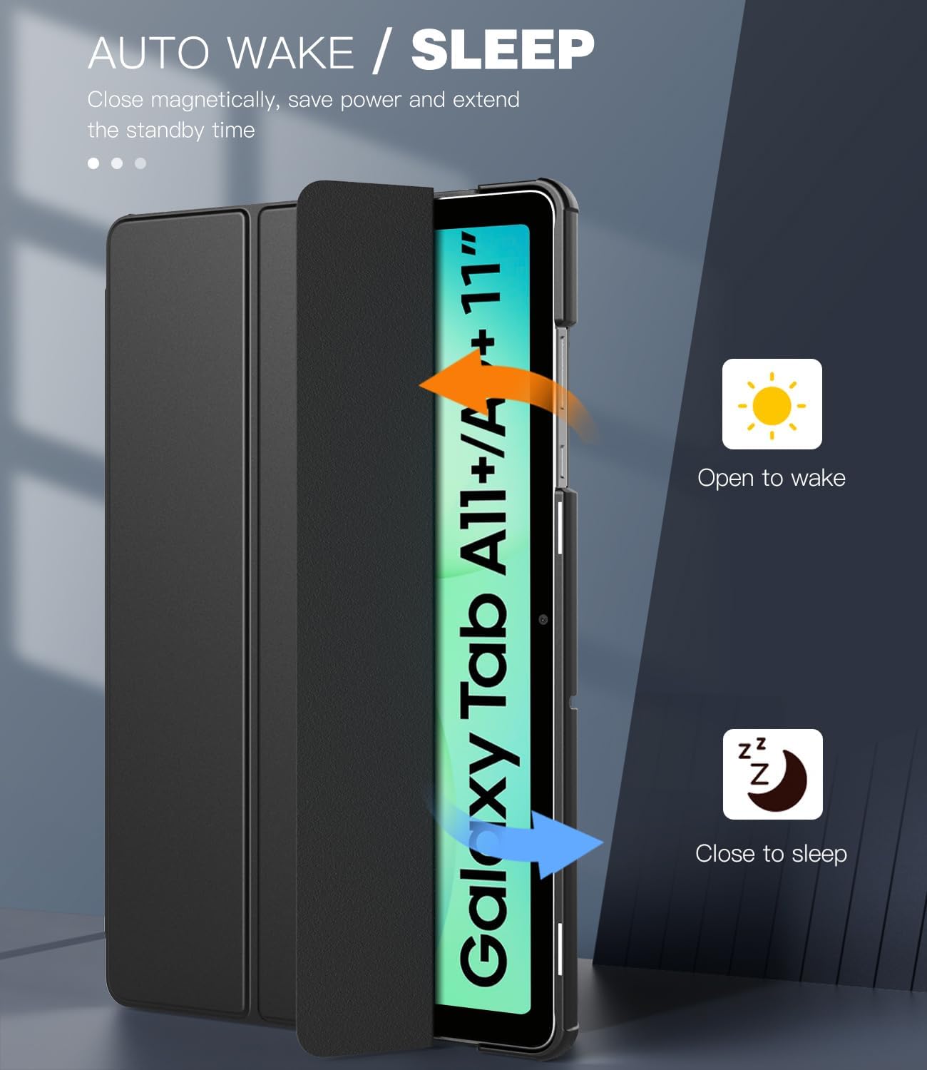 TiMOVO Cover per Samsung Galaxy Tab A11+ Plus/A9+ Plus 11 Pollici (2025/2023), Custodia Protettiva Leggera e Sottile con Cover Rigida, Auto Sveglia/Sonno, Nero