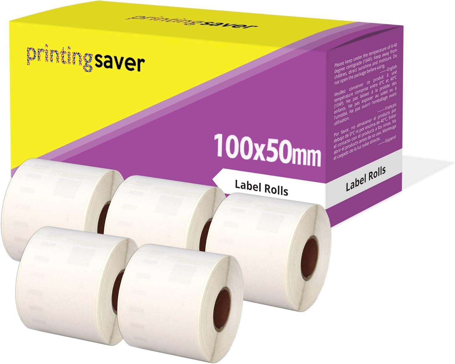 5 Rotoli 100mm x 50mm Etichette termica diretta compatibili per Zebra GK420d GK420t GC420d GX420d GX420t GC420t GX430t GT800 LP2844 TLP 2844 CL-S521 CL-S621 CL-S631 (1000 Etichette per Rotolo)