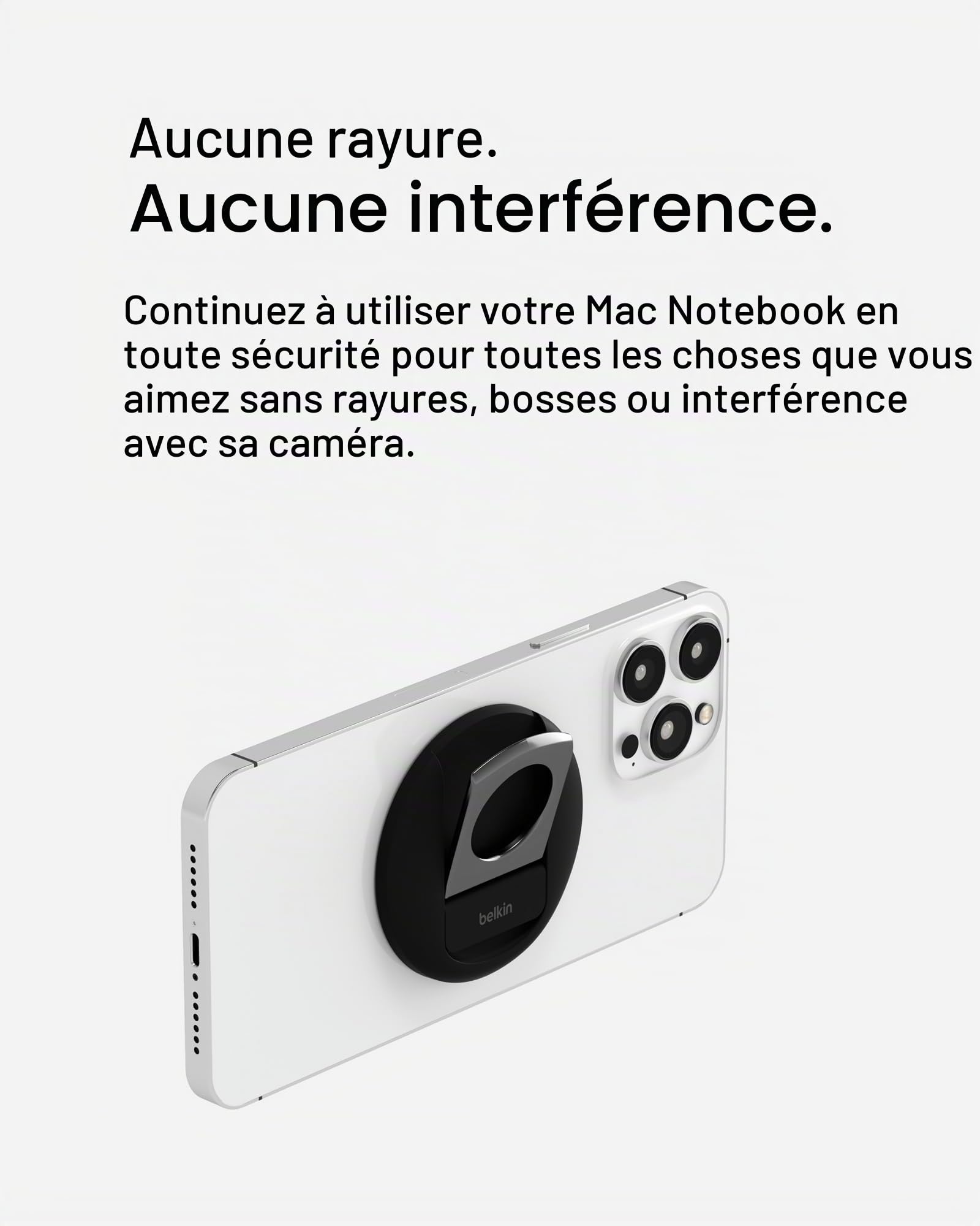 Belkin Support MagSafe pour iPhone et MacBook, fixation rapide et magnétique, compatible avec fonction Continuité, pour iMac, iMac Pro 2017, Studio Display, Pro Display XDR, iPhone 15, 14, 13, 12
