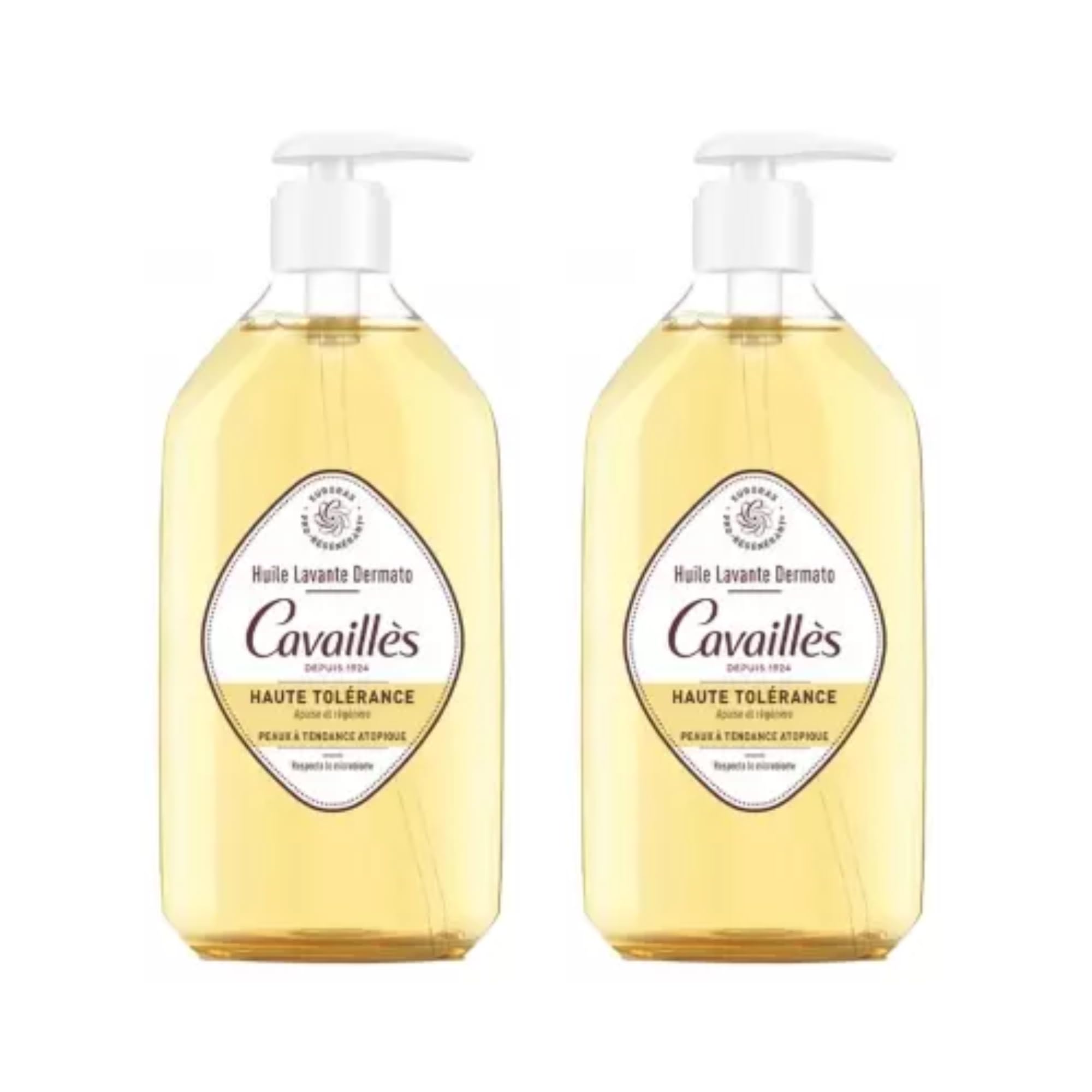 Huile Lavante | Dermato Haute Tolérance | Apaise & Régénère | Pro-Régénérant | Nettoie & Protège en douceur | Peaux à Tendance Atopique | Dès 1 an | 85% d'origine naturelle | Lot de 2x500mL