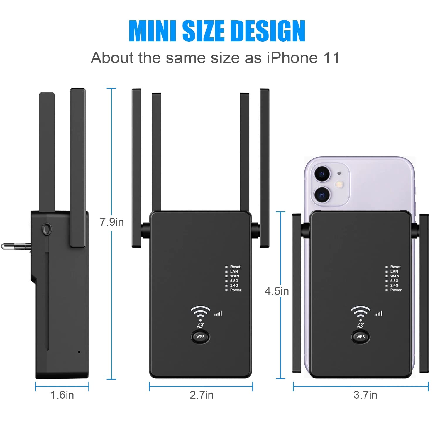 DynaBright - WiFi Versterker Stopcontact - 1200 Mbit/s - WiFi Repeater 5g 24 G Dual Band Wifi Booster Wifi Extender