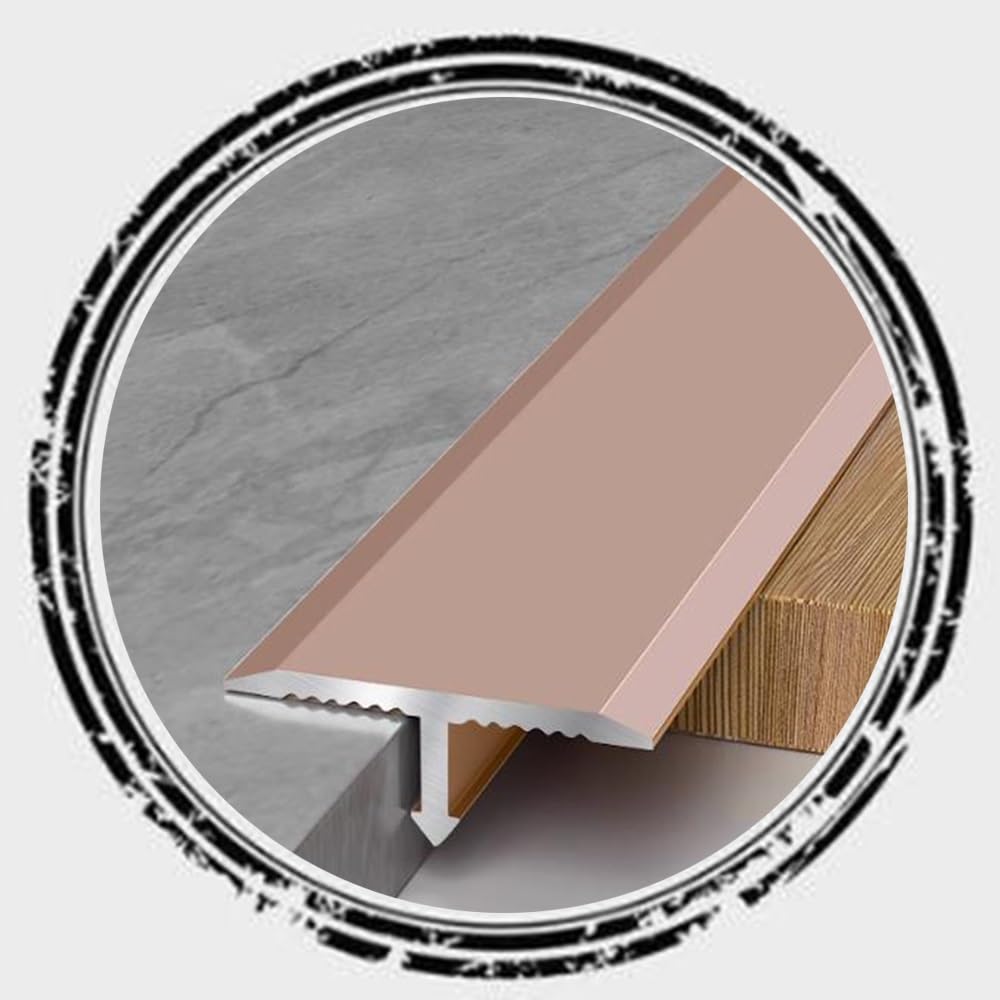 Luysmengeu Pink T Molding Floor Transition Strip 35.4In Aluminum Floors Flat Divider Strip, Waterproof Metal Fluted Saddle For Joining Floor Gaps