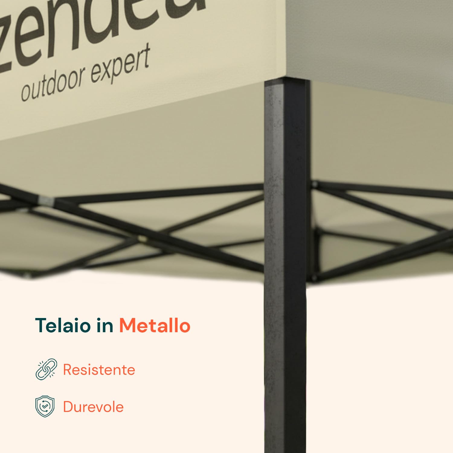 Gazebo Pieghevole Impermeabile 3x3 Beige Oxford 600D PVC Struttura Rinforzata per Giardino
