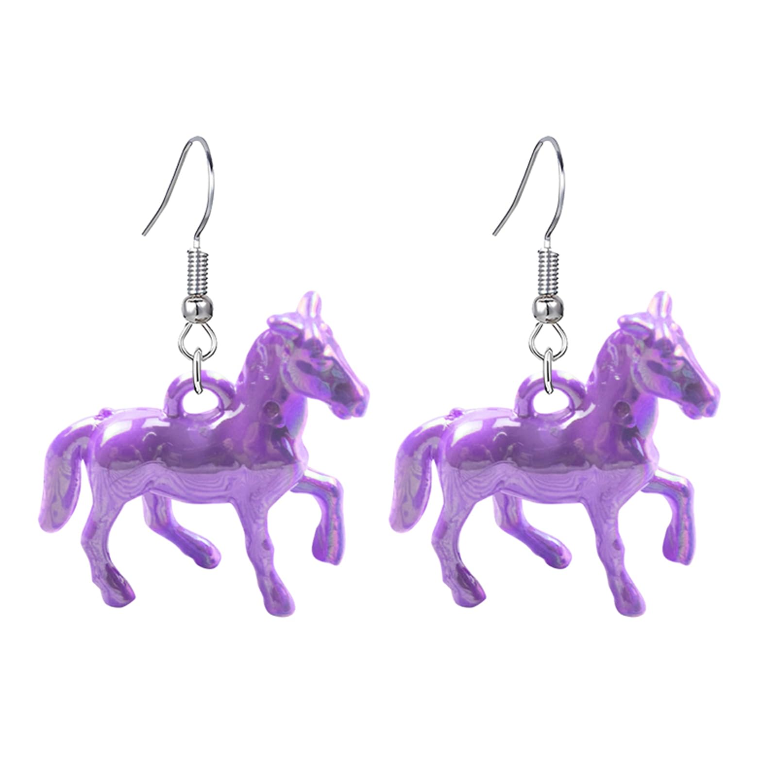 coadipress 3D Horse Drop Dangle Earrings for Women Funny Race Horse Equestrian Earrings Western Cute Animal Dangling Horse Racing Fan Accessories