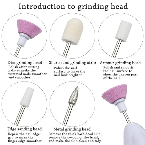 Miniatura 2 de Andy's Orchids Taladro eléctrico de uñas, mini kit de lima de uñas eléctrico 5 en 1, herramientas profesionales de manicura y pedicura para uñas de