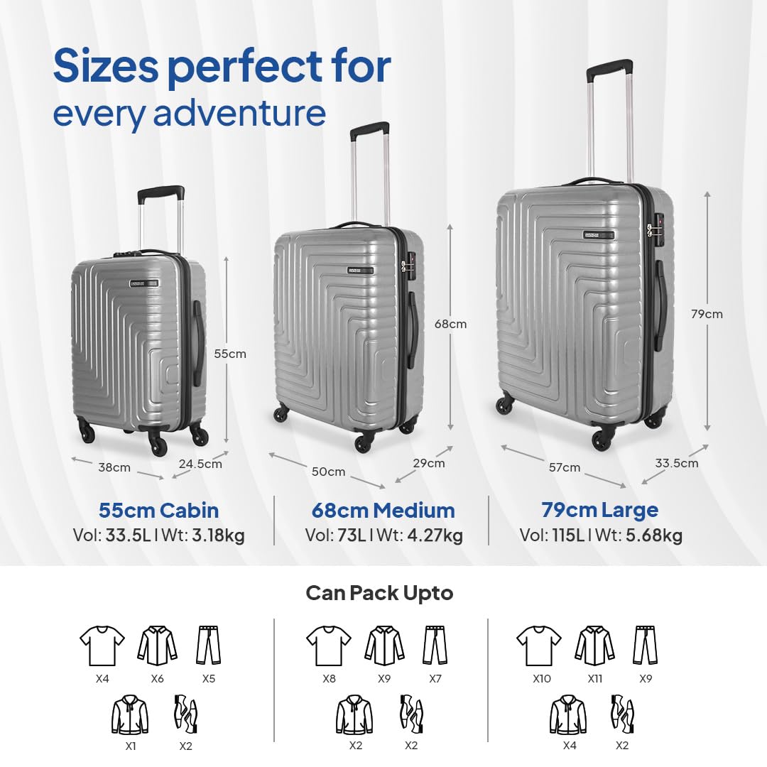 American Tourister Ivy NXT|Large Size Check-in Spinner Trolley Bag (79 cm)|360° 4 Wheel Travel Luggage|Hard Case Polycarbonate (PC) Suitcase|Mounted TSA Lock|Silver