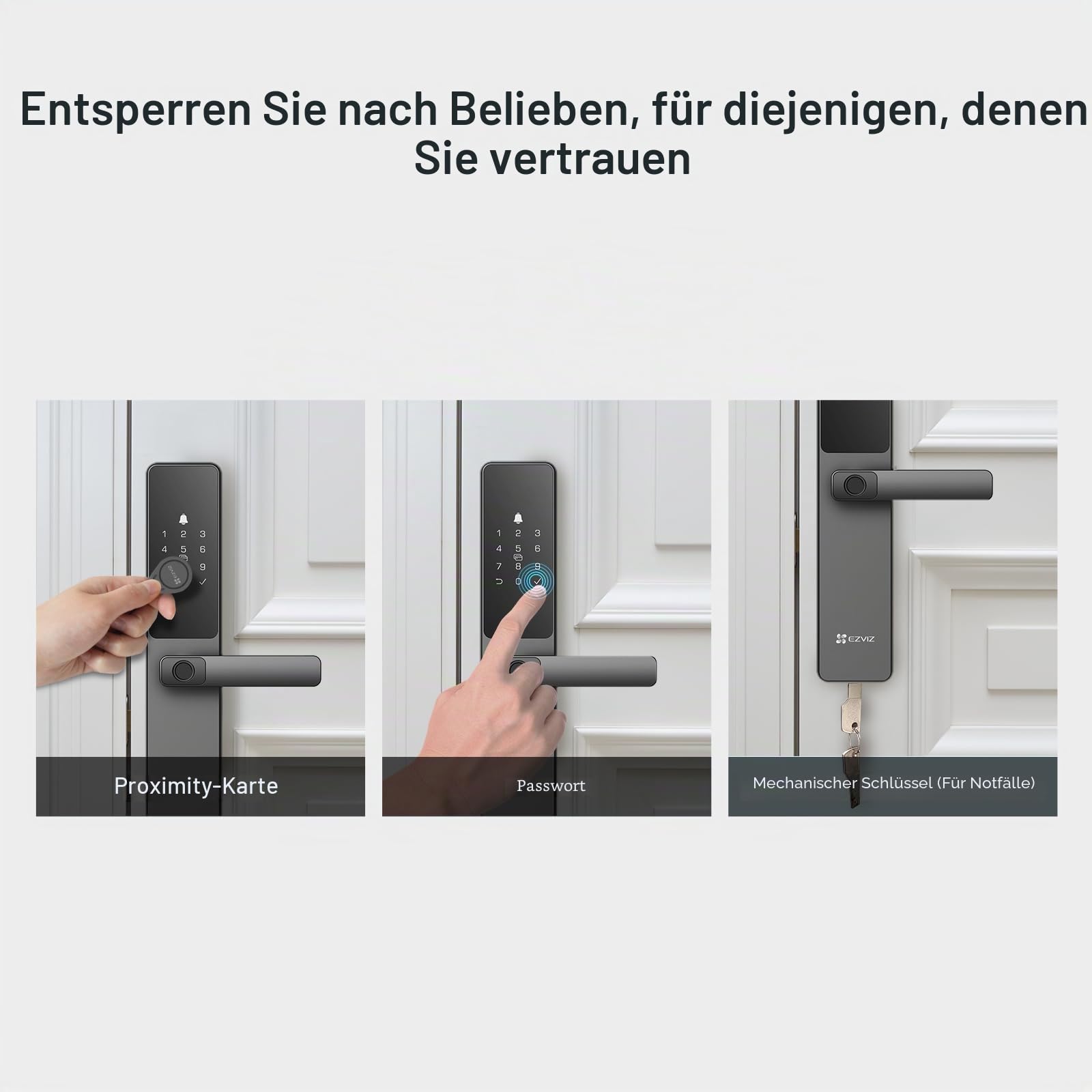 EZVIZ Intelligentes Türschloss DL05, 7-in-1, schlüsselloses Türschloss mit Fingerabdruck-Zugang – sicherer schlüsselloser Eingang, mehrere Entriegelungsoptionen, sofortige Benachrichtigungen