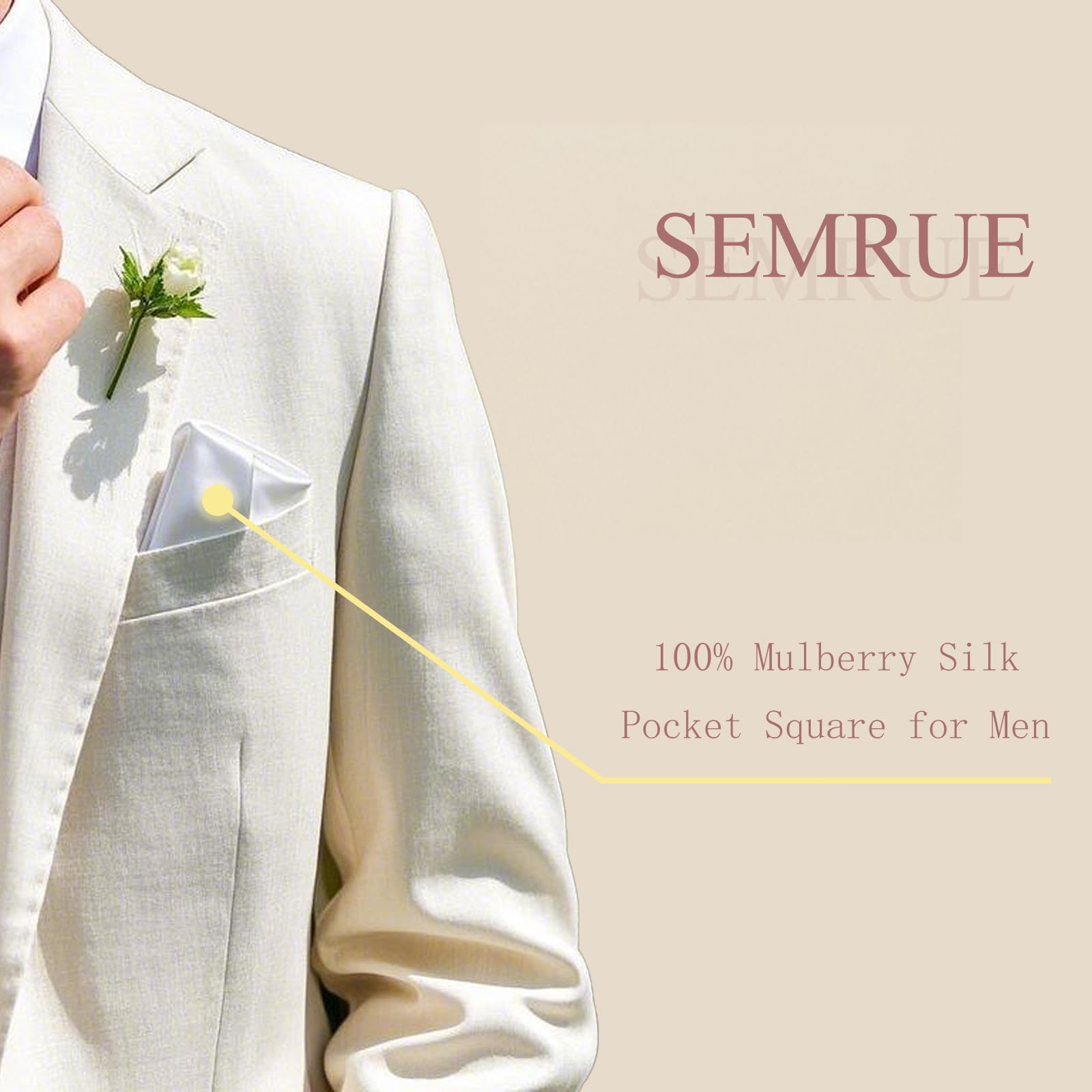SEMRUE 22 Momme 100% Mulberry Silk Pocket Squares for Men 11
