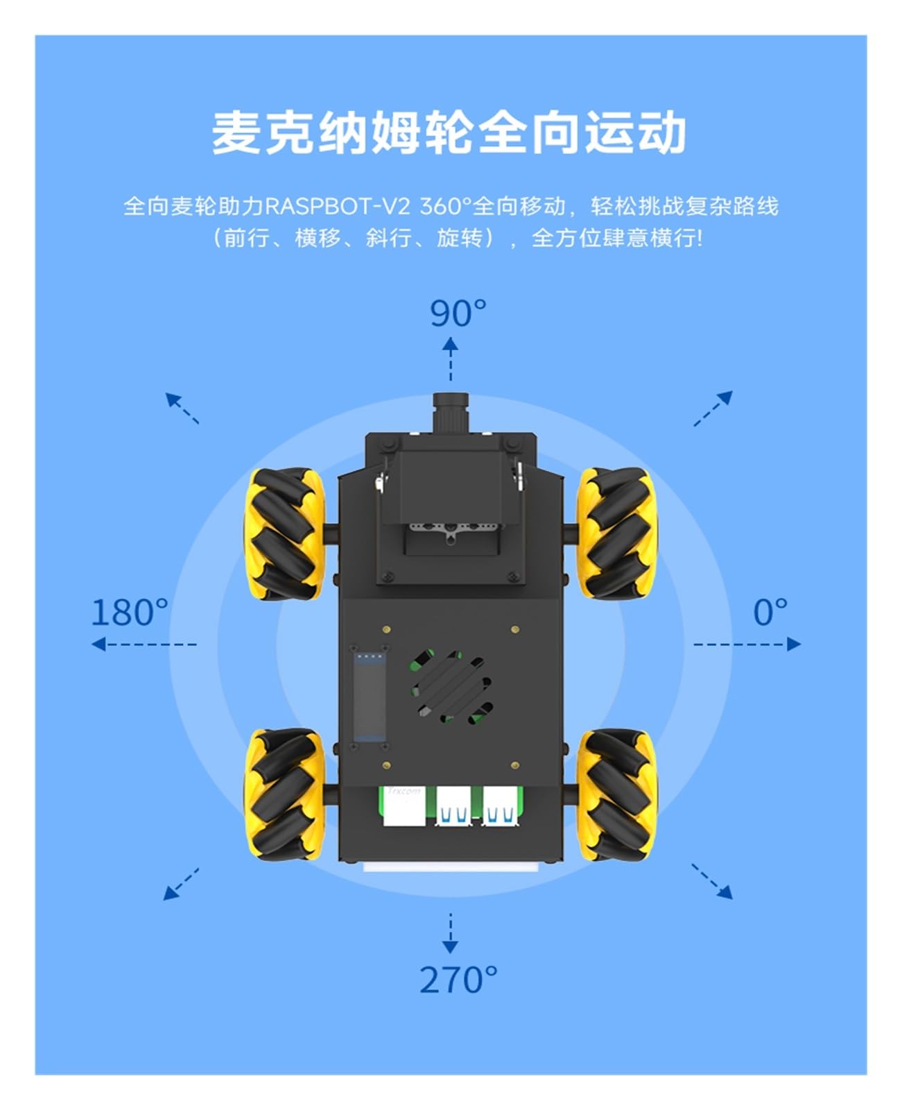 Adecuado para kit de chasis 4WD con codificador de velocidad Smart Vision Car Mechname y rueda para ROS Robot Camera Recognition Chassis Encoder Motor Robot Car Kit (amarillo D)